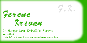 ferenc krivan business card